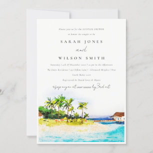 Tropische palmbomen, seascape Beach Couples Shower Kaart