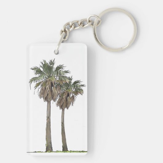 Tropische palmbomen Sleutelhanger (achterkant)