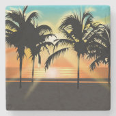 Tropische palmbomen stenen onderzetter (Voorkant)