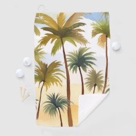 Tropische palmbomen | Strand aquarel schilderij Golfhanddoek