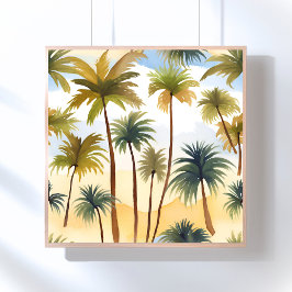 Tropische palmbomen | Strand aquarelschilderij Poster