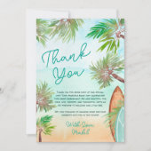 Tropische palmbomen strand baby aan boord douche bedankkaart (Voorkant)