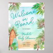 Tropische palmbomen strand baby aan boord douche poster (Voorkant)