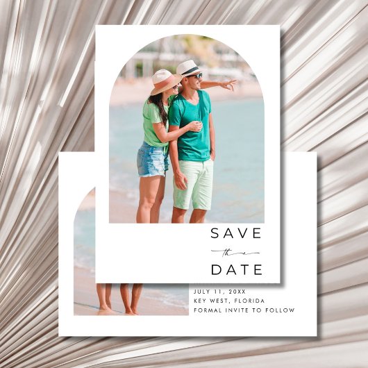 Tropische palmbomen strand bruiloft  save the date