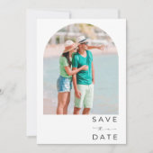 Tropische palmbomen strand bruiloft  save the date (Voorkant)
