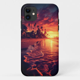 Tropische palmbomen strand eiland zonsondergang Case-Mate iPhone case