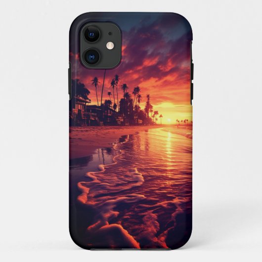 Tropische palmbomen strand eiland zonsondergang Case-Mate iPhone case (Achterkant)