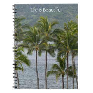 Tropische Palmbomen Strand Kauai (mijn fotografie) Notitieboek