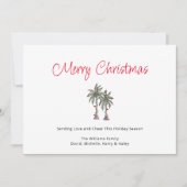 Tropische Palmbomen Strand Kerst Illustratie Feestdagenkaart (Voorkant)