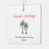 Tropische Palmbomen Strand Kerstverlichting Keramisch Ornament (Links)