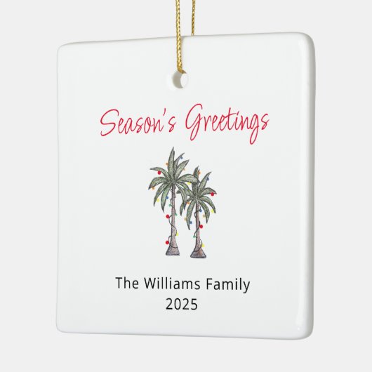 Tropische Palmbomen Strand Kerstverlichting Keramisch Ornament (Links)