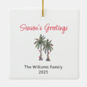 Tropische Palmbomen Strand Kerstverlichting Keramisch Ornament (Achterkant)