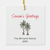 Tropische Palmbomen Strand Kerstverlichting Keramisch Ornament (Voorkant)