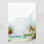 Tropische palmbomen strand scène moderne bruiloft menu (Achterkant)