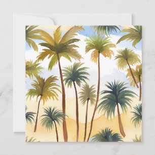 Tropische Palmbomen   Strand Watercolor Kaart