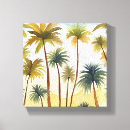Tropische Palmbomen | Strand Watercolor Schilderij Canvas Afdruk