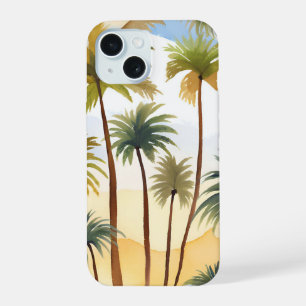 Tropische palmbomen Strand watercolor schilderij iPhone 15 Case