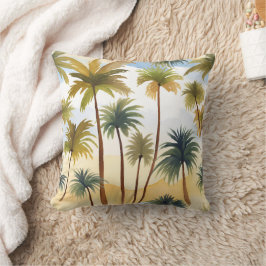 Tropische Palmbomen | Strand Watercolor Schilderij Kussen