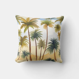 Tropische Palmbomen | Strand Watercolor Schilderij Kussen