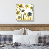tropische palmbomen | Strand Waterverf schilderij Canvas Afdruk (Insitu (Slaapkamer))