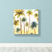 tropische palmbomen | Strand Waterverf schilderij Canvas Afdruk (Insitu (Houten vloer))