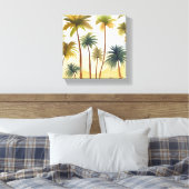tropische palmbomen | Strand Waterverf schilderij Canvas Afdruk (Insitu (Slaapkamer))