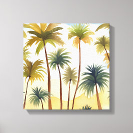 tropische palmbomen | Strand Waterverf schilderij Canvas Afdruk