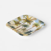 tropische palmbomen | Strand Waterverf schilderij Papieren Bordje (Gebogen)