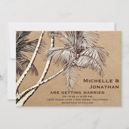 Tropische  Palmbomen Strandbruiloft Kaart (Voorkant)
