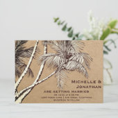 Tropische  Palmbomen Strandbruiloft Kaart (Staand voorkant)