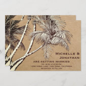 Tropische  Palmbomen Strandbruiloft Kaart (Voorkant / Achterkant)