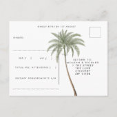 tropische palmbomen strandbruiloft rsvp briefkaart (Achterkant)