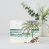 tropische palmbomen strandbruiloft rsvp briefkaart (Staand voorkant)
