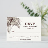 Tropische Palmbomen Strandbruiloft RSVP Kaartje (Staand voorkant)