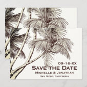 Tropische Palmbomen Strandbruiloft Save The Date (Voorkant / Achterkant)