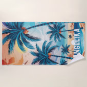 Tropische palmbomen strandlaken (Voorkant)