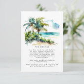 tropische palmbomen strandtrouwinformatiekaart informatiekaartje (Staand voorkant)