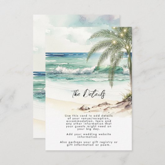 tropische palmbomen strandtrouwinformatiekaart informatiekaartje (Voorkant / Achterkant)