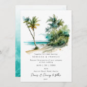 tropische palmbomen strandtrouwuitnodiging kaart (Voorkant / Achterkant)
