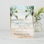 tropische palmbomen strandtrouwuitnodiging kaart (Staand voorkant)