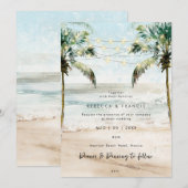 tropische palmbomen strandtrouwuitnodiging kaart (Voorkant / Achterkant)