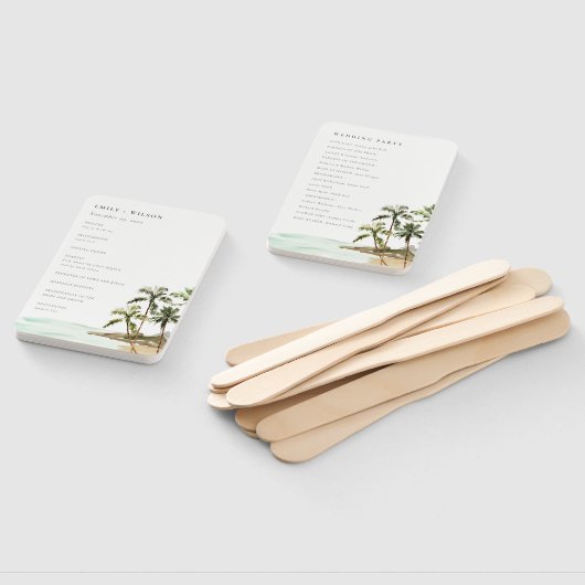 Tropische palmbomen - strandweddenschap handwaaier (Niet-gemonteerd)