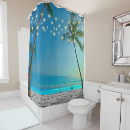 Tropische palmbomen String Lights Beach Douchegordijn