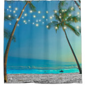 Tropische palmbomen String Lights Beach Douchegordijn (Voorkant)