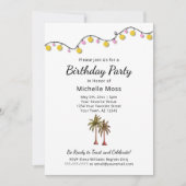 Tropische Palmbomen String Lights Verjaardagsfeest Kaart (Voorkant)