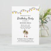 Tropische Palmbomen String Lights Verjaardagsfeest Kaart (Staand voorkant)