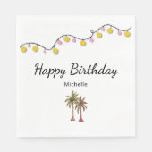 Tropische Palmbomen String Lights Verjaardagsfeest Servet (Voorkant)