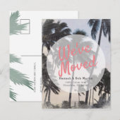 Tropische palmbomen subtiele kleuren bewegen aankondigingskaart (Voorkant / Achterkant)