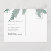 Tropische palmbomen subtiele kleuren bewegen aankondigingskaart (Achterkant)