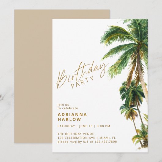 Tropische palmbomen | Summer Beach Verjaardagsfees Kaart (Voorkant / Achterkant)